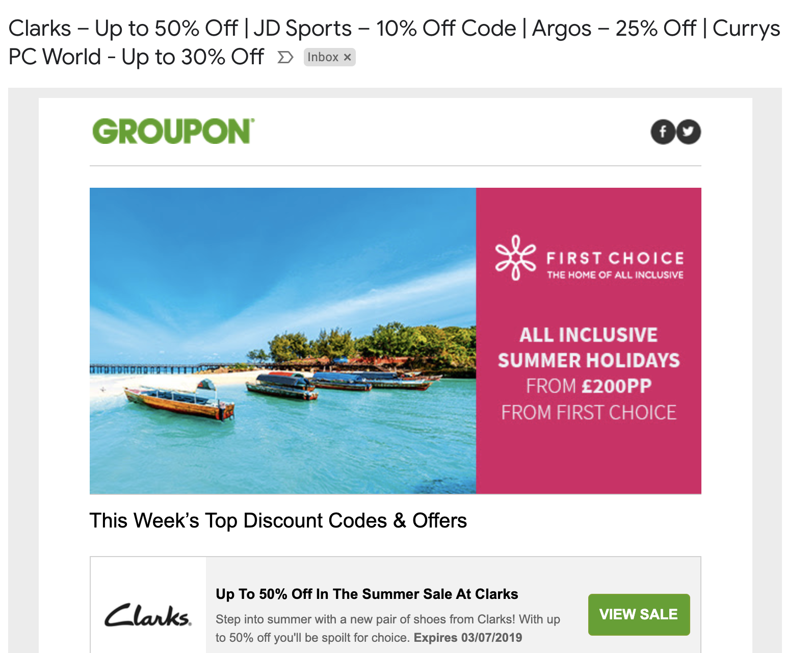 Groupon Email - Discounts